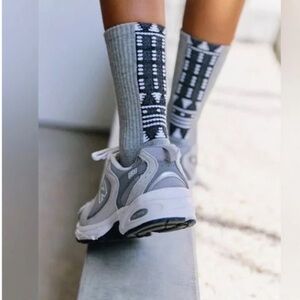 FP Movement Front Runner Gray Ribbed Socks.  Lucky honey, Collab tube socks